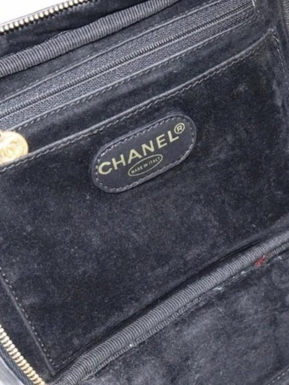 CHANEL COCO Mark Vanity Hand Bag Patent leather Black Gold CC Auth 181661 - Picture 8 of 16